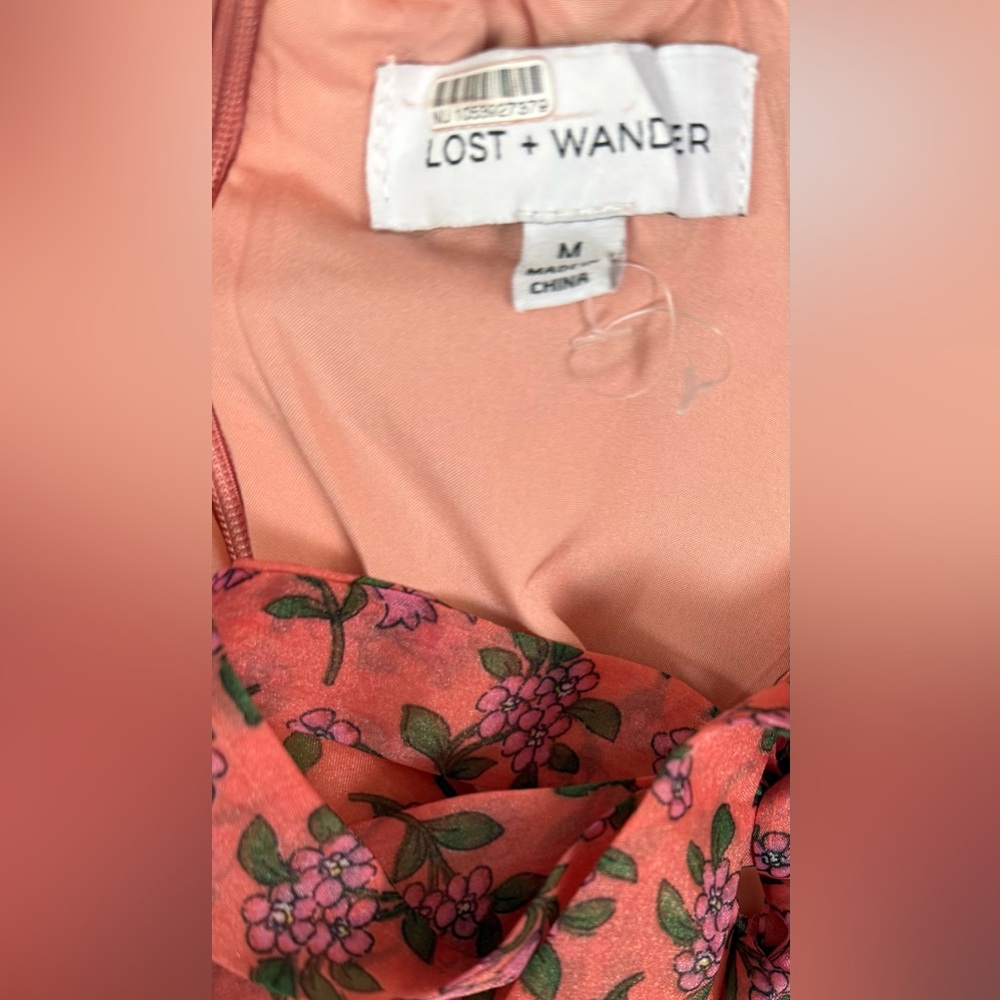 Lost + Wander Venus Rising Floral Tiered Midi Dress Pink Size M EUC - Picture 5 of 5